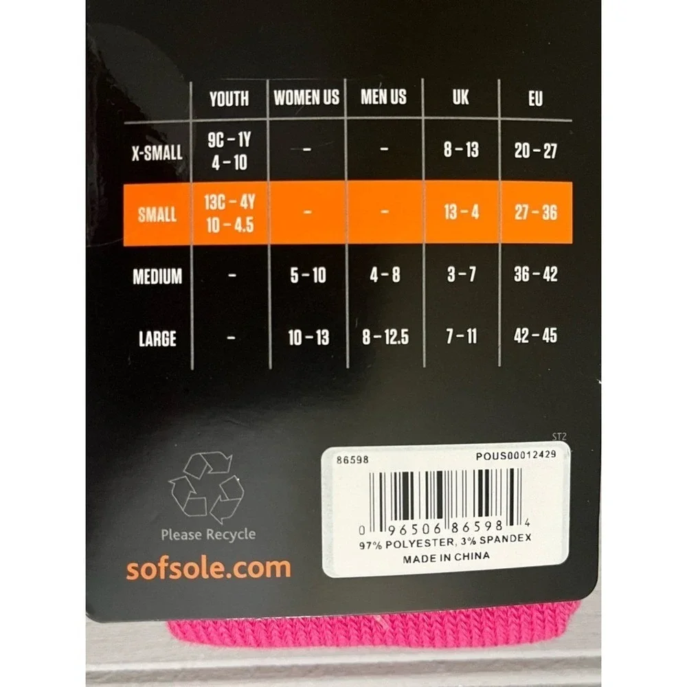 Sof Sole All Sport Team Performance Socks Youth Small Pink 2 Pairs Athletic NWT